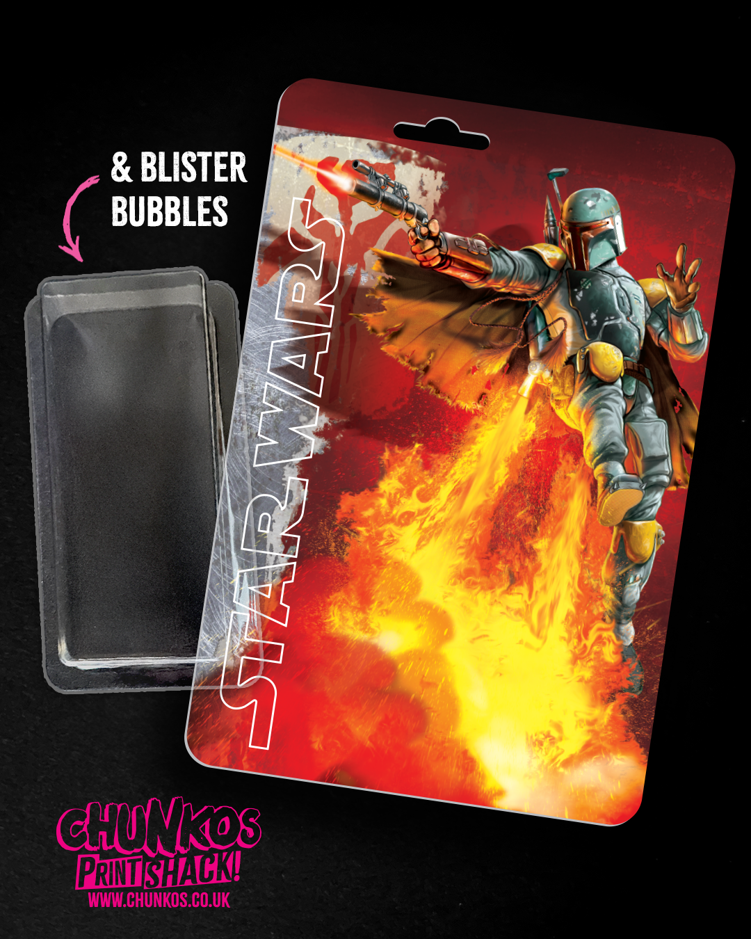 Boba Fett Card Back kit with Clear Blister Bubbles - Repack Star Wars figures