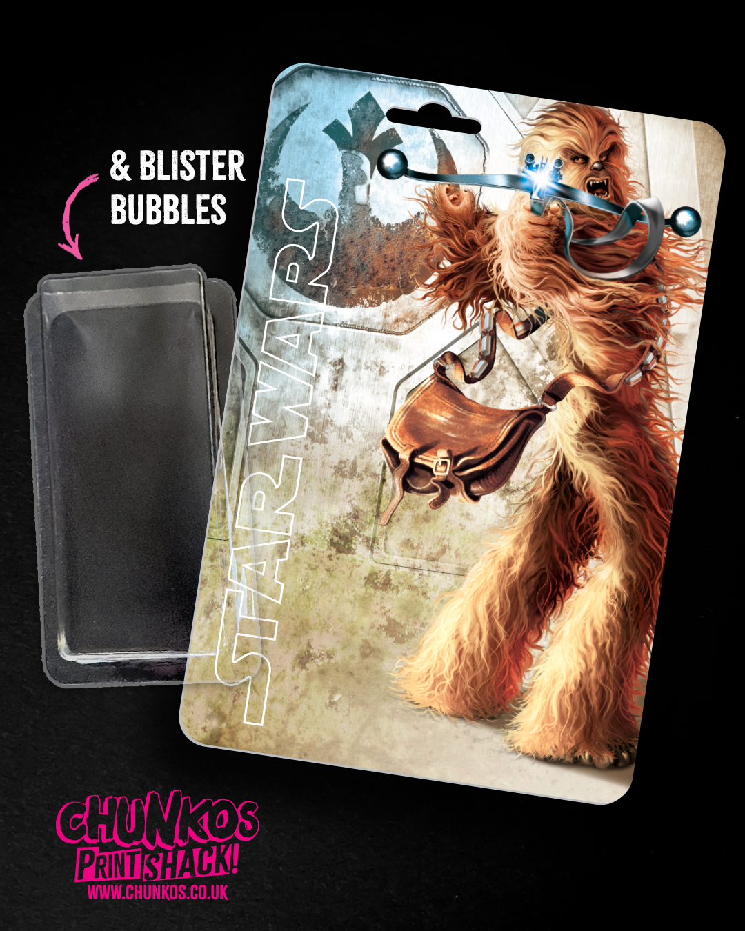 Chewbacca Card Back kit with Clear Blister Bubbles - Repack Star Wars figures