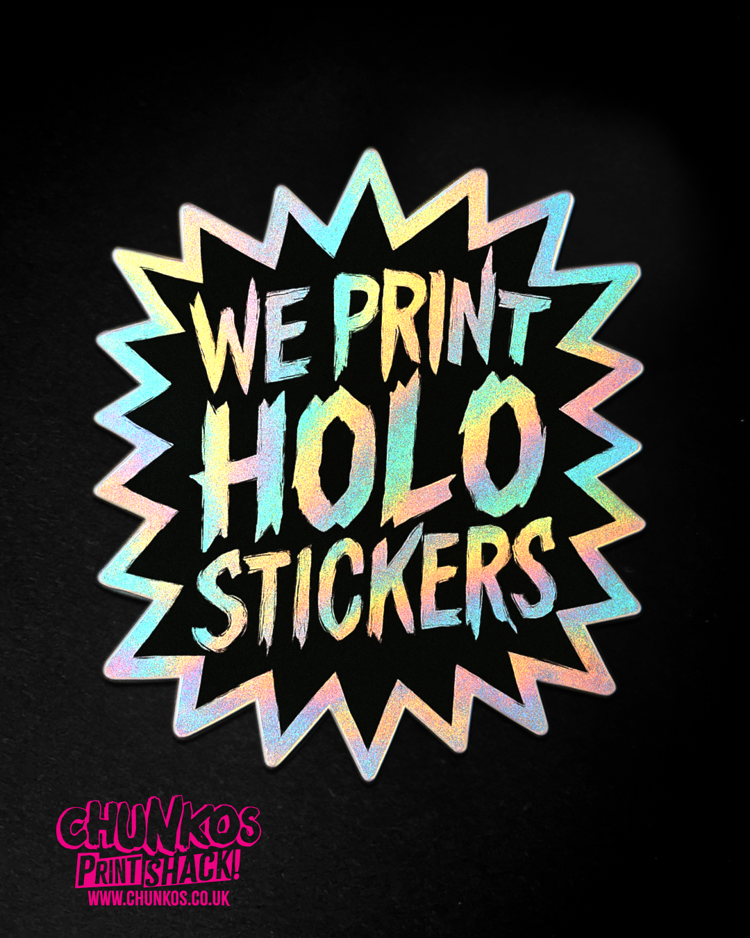 Custom Holographic Sticker Printing – Durable Vinyl, Die Cut, Any Shape or Size