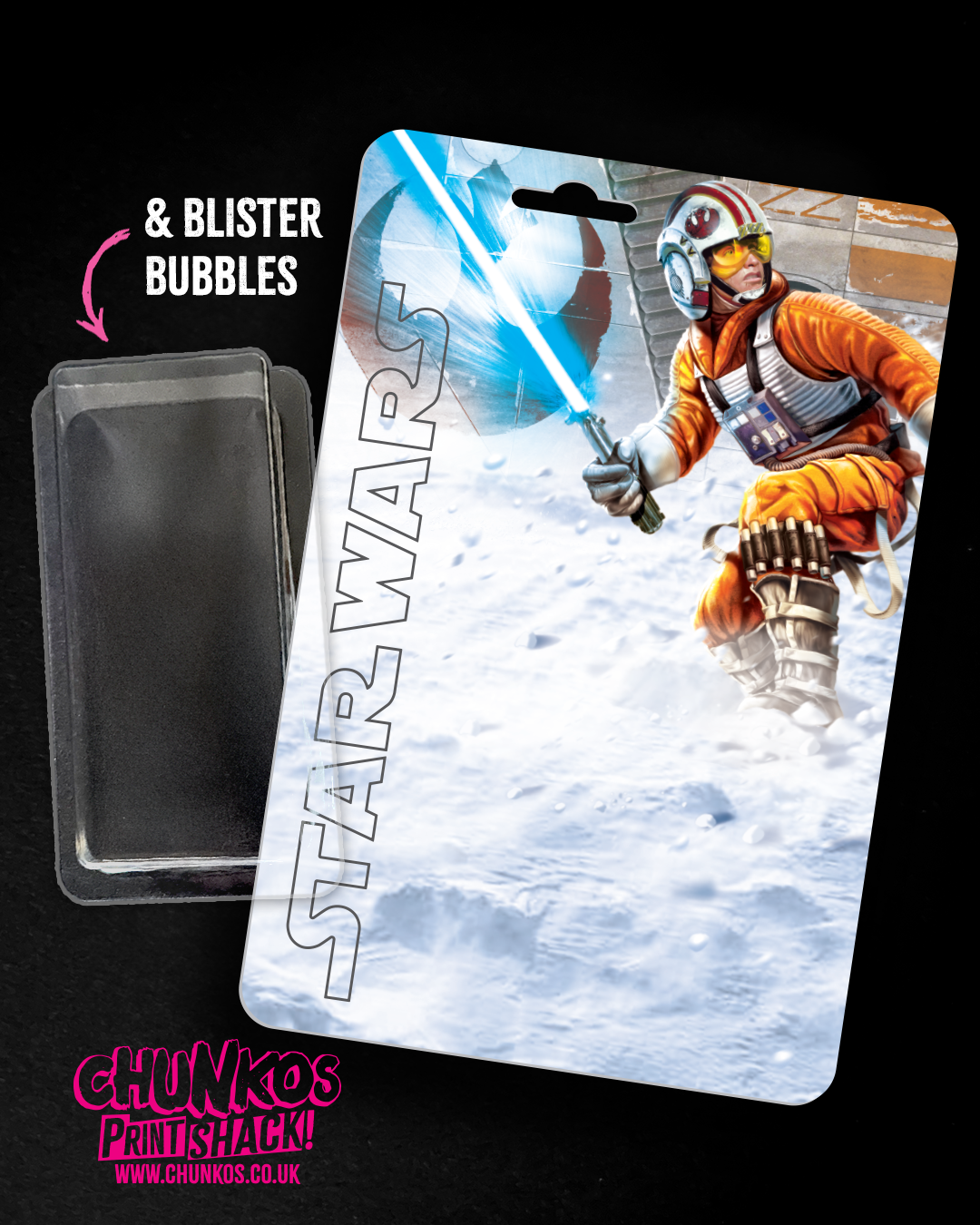 Hoth Luke Skywalker Card Back kit with Clear Blister Bubbles - Repack Star Wars figures