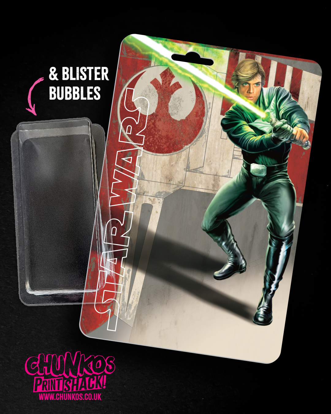 Jedi Luke Skywalker Card Back kit with Clear Blister Bubbles - Repack Star Wars figures