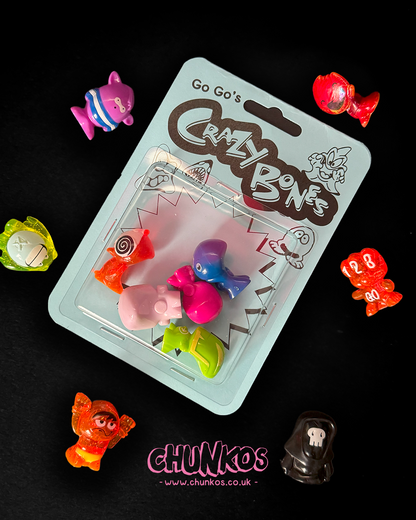 Vintage GO GO Crazy Bones - Real Authentic 80s/90s Vintage Collectible Toys - in Custom Retro Repacks by Chunkos Toys