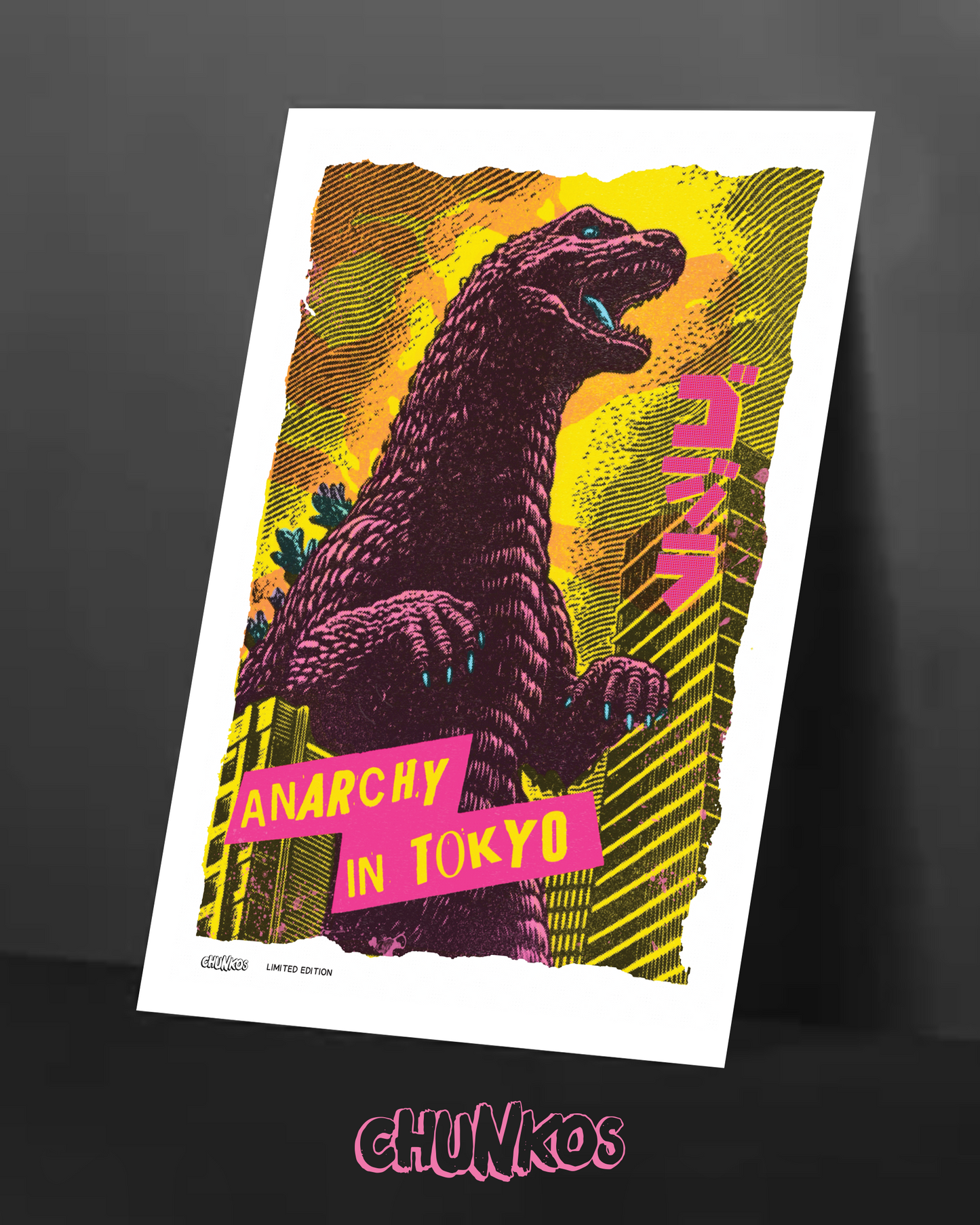 Anarchy in Tokyo Godzilla Art Print – Punk Rock Poster, Kaiju Wall Art