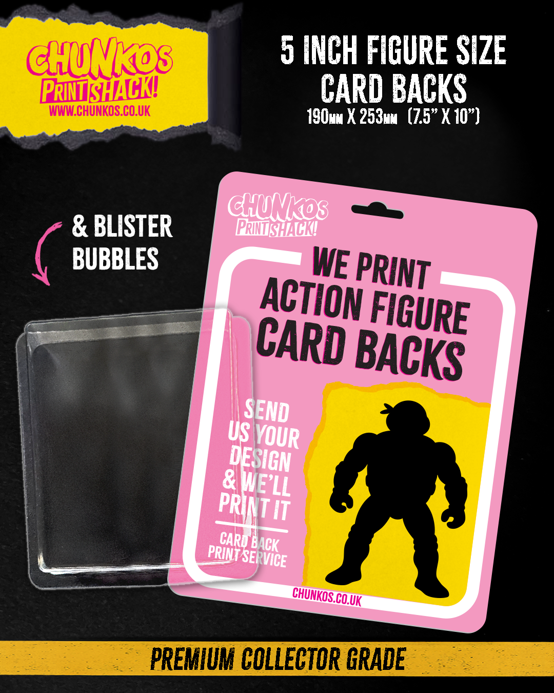 4.5 & 5 Inch Action Figure Custom Card Backs – Premium Collector Grade Quality & Blister Bubble Packaging