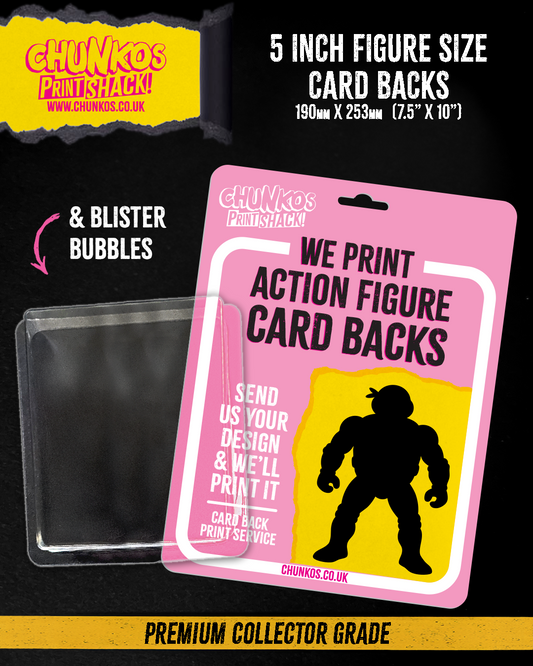 4.5 & 5 Inch Action Figure Custom Card Backs – Premium Collector Grade Quality & Blister Bubble Packaging