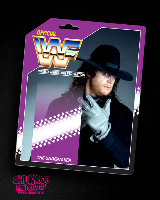 Custom WWF Undertaker Card Back – Grey Gloves - 4.5” Wrestling Figure Vintage for Custom or Loose Figures